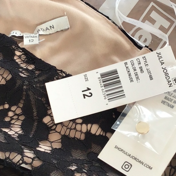 JULIA JORDAN Women's Black/ Nude Wide Leg Lace Halter Jumpsuit Suze 12 N… - Picture 7 of 12